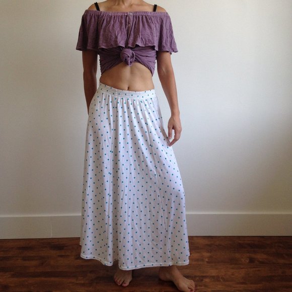VINTAGE Mr. K - White Skirt With Blue Polka Dots - Picture 4 of 10